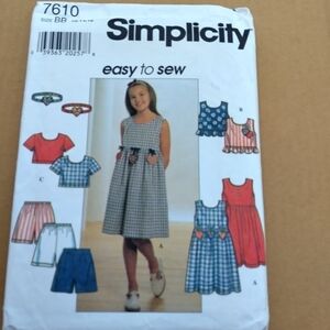 Simplicity Sewing Pattern 7610 Girls Dress Tops Shorts Headband Sizes 12-16
